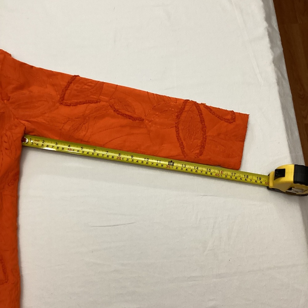 Chico's Orange Textured Leaf Applique Jacket Blazer Size 0-small 4 - Picture 6 of 10